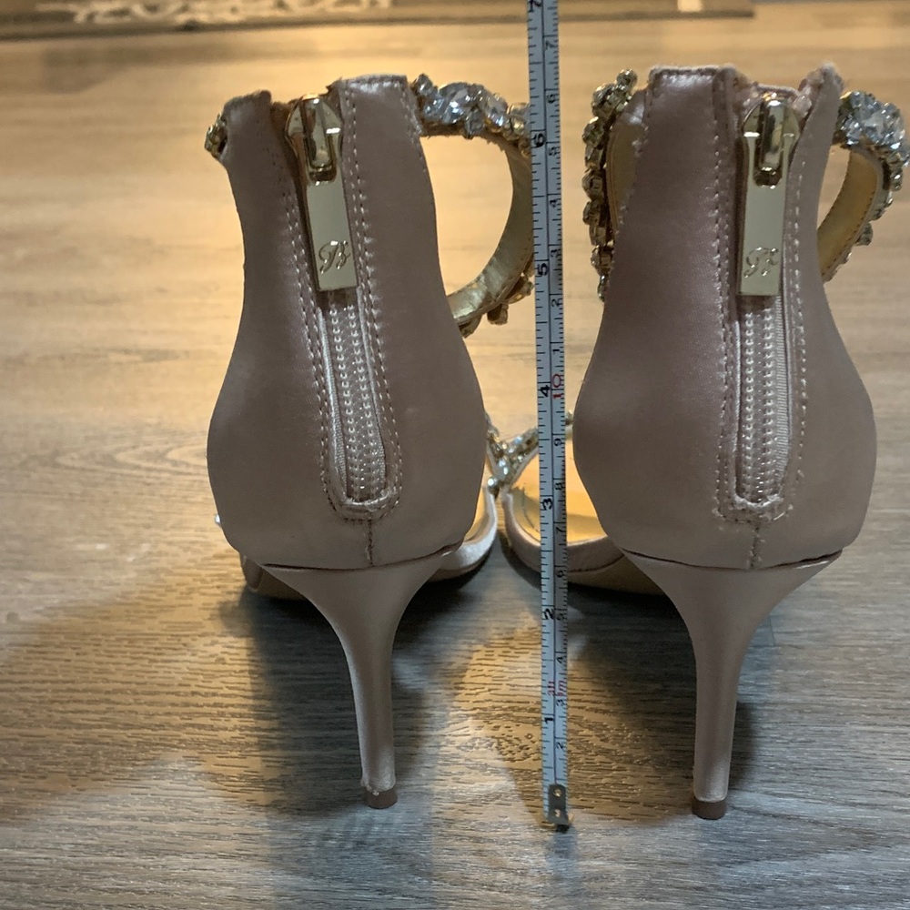 Badgley Mischka Crystal Embellished satin Heels - Picture 2 of 10